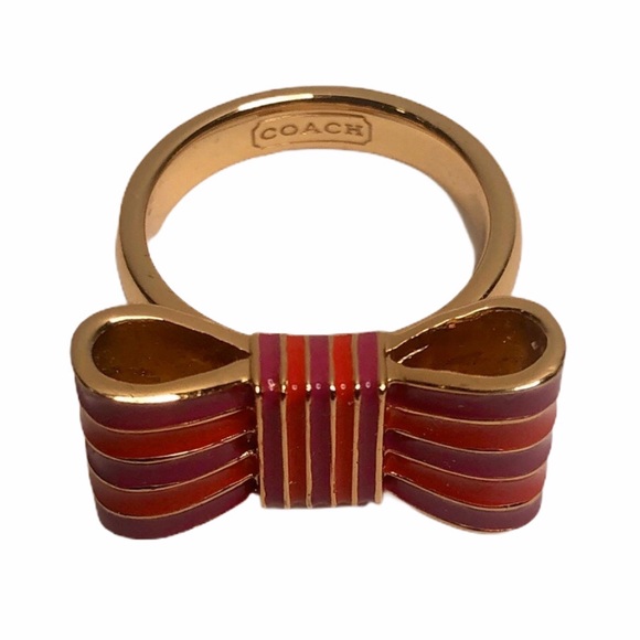 Coach Women Purple, Red and Gold Ribbon Bow Ring - Picture 3 of 5